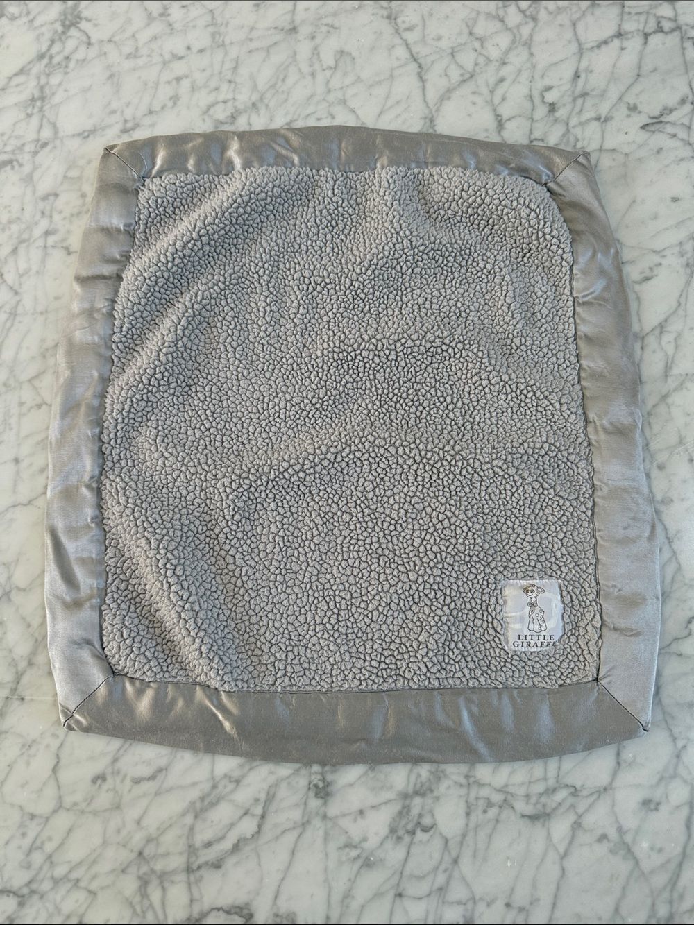 Baby toddler Little Giraffe gray lovey tag‎ blanket square